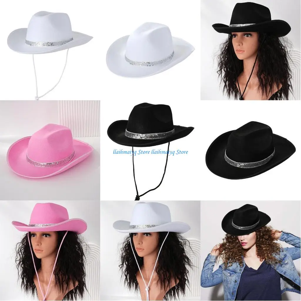 

573B Sequined Bride Hat Bridesmaid Panama Hat Bachelorettes Party Photoshoots Props