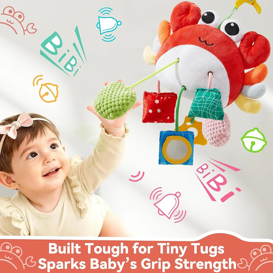 Jouet de siège de voiture pour bébé, jouets pour bébé de 0 à 6 mois, jouets pour nouveau-nés, jouet sensoriel pour bébé avec hochets et miroir, jouets de poussette suspendus