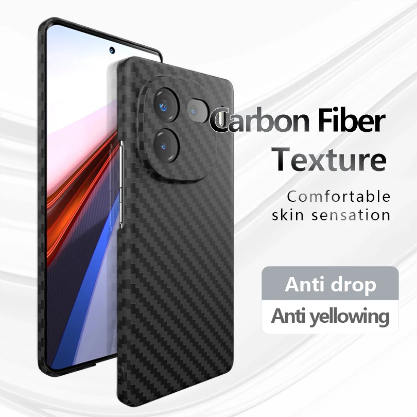 For Vivo Iqoo 12 Phone Case Luxury Carbon Fiber Texture Cover Ultra Thin Hard PC Matte Back Shell Vivo Iqoo 12 Pro/Iqoo 11 Pro