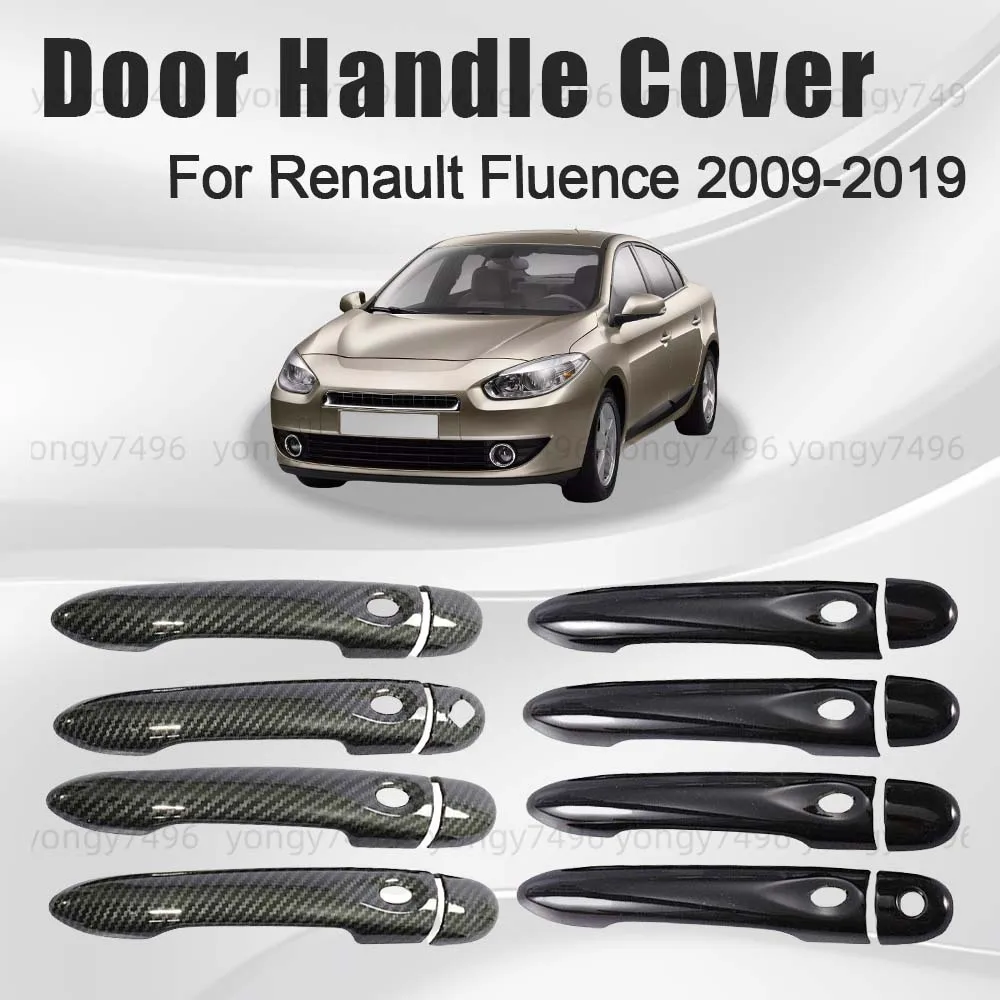 Car Upgrade Carbon Fiber Chrome Silver Charred Black Door Handle Cover For Renault Fluence 2009-2019 Cars Accessories Stickers