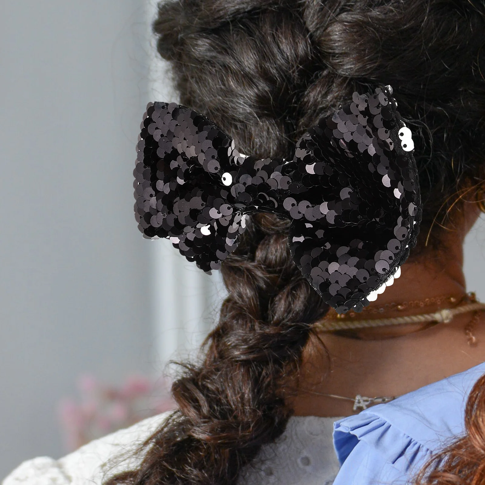 

4pcs Children Hairpin Sequin Bows Black Colorful Reversible Beads Decorative Hair Bow Clip Toddler Headbands Girl Accessories