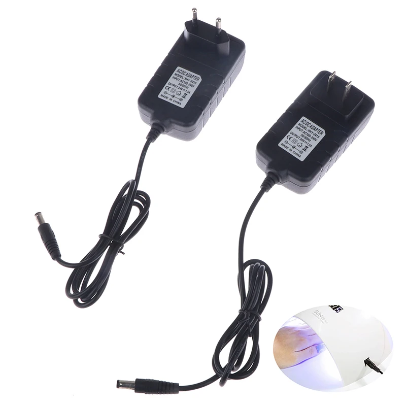 1Pcs DC 24V 1.5A Power Supply Adapter Charger 48W US/EU Plug AC 100-240V for UV LED Light Lamp Nail Dryer