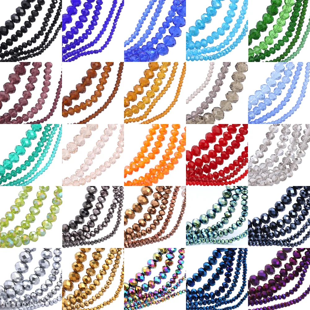 3/4/6/8/10mm Colour Flat Round Faceted Crystal Glass Loose Bead Jewelry Accessories DIY Bracelet/Necklace/Earring Jewelry Making