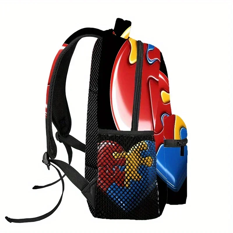 Custom Colorful Autism Awareness Black Hand Outdoor Sports Backpack, Travel Backpack, Adjustable Comfortable Shoulder Strap