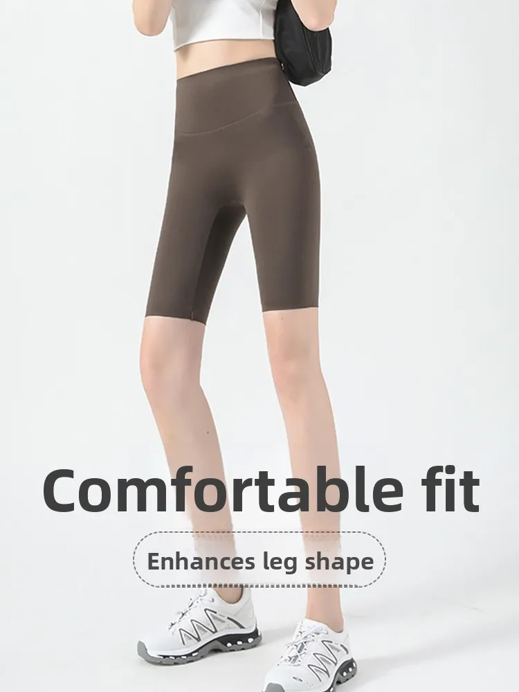 Fünfviertel-Arche mit hoher Taille, Fitnesshose für Damen, Sommer, Yoga, Straffung, Bauch, Hüfte, flexibles Nylon-Spandex