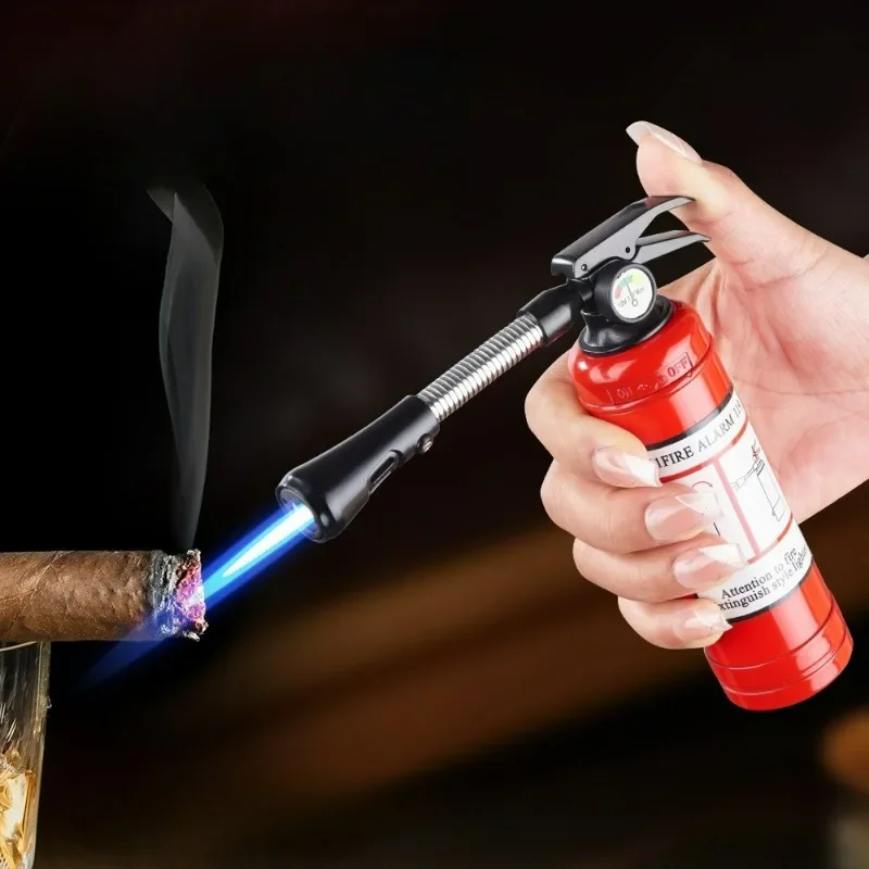 360 ° Steel Hose Strong Blue Flame Butane Gas Lighter Creative Funny Outdoor Bbq Kitchen Portable Cigar Lighting Smoking