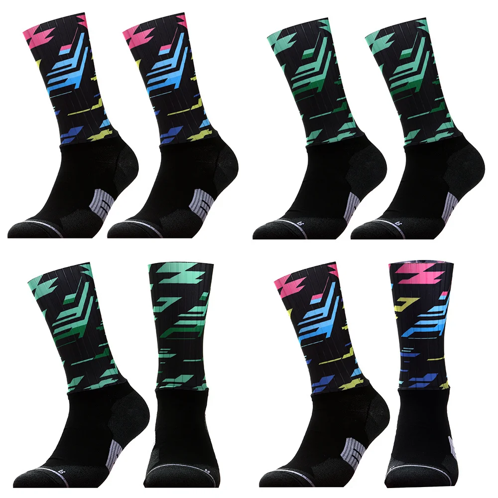 AliExpress Profession 2025 Cycling Socks Slip Silicone Summer Aero Men's Coolmax Cycling Riding Bicycle Socks Breathbale Basketball Socks