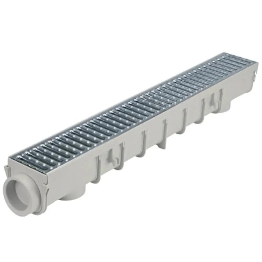 

NDS Pro Series Channel Drain Kit, 5-1/2 in. X 39-3/8 in. Deep Profile Channel, Galv. Steel Grates, End Caps/Outlet, 5 in.