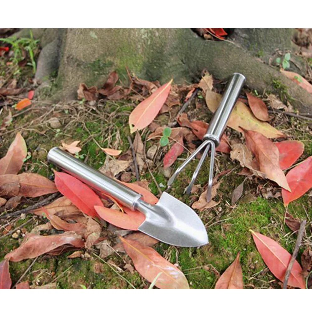 

2Pcs Gardening Tools Set Mini Shovel Rake Lightweight Soil Loosening Transplanting Bonsai Plant Care