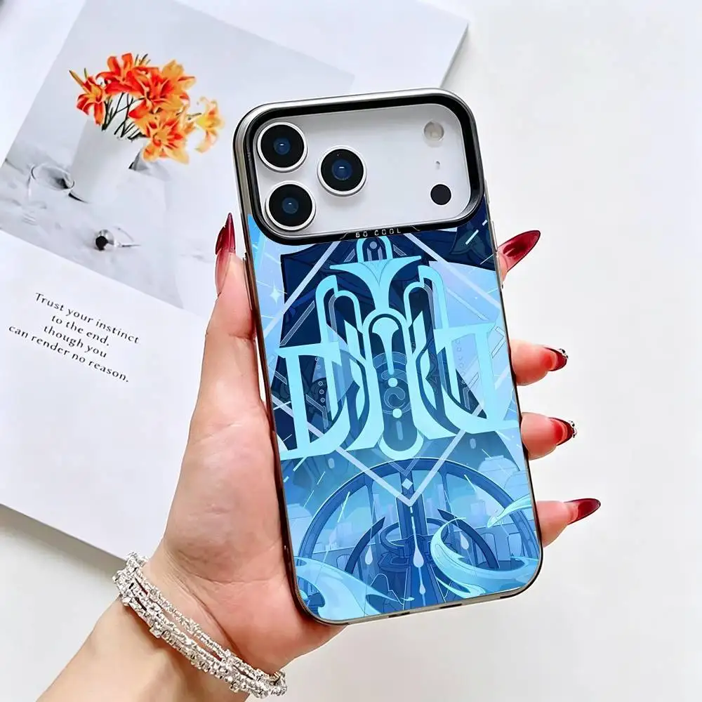 G-Genshin Impact Lovely Furina   Phone Case For iPhone 17,16,15,14,13,12,11 Plus,Pro Max,XS,Grey Silver Plated Inside Cover