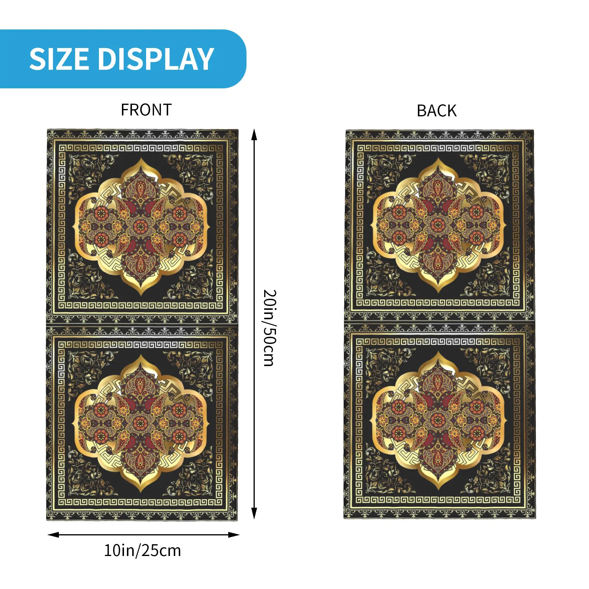 Greek Key Border Golden Red and Black Paisley Design Bandana Neck Cover Printed Mask Scarf Headband Running for Men Women Adult