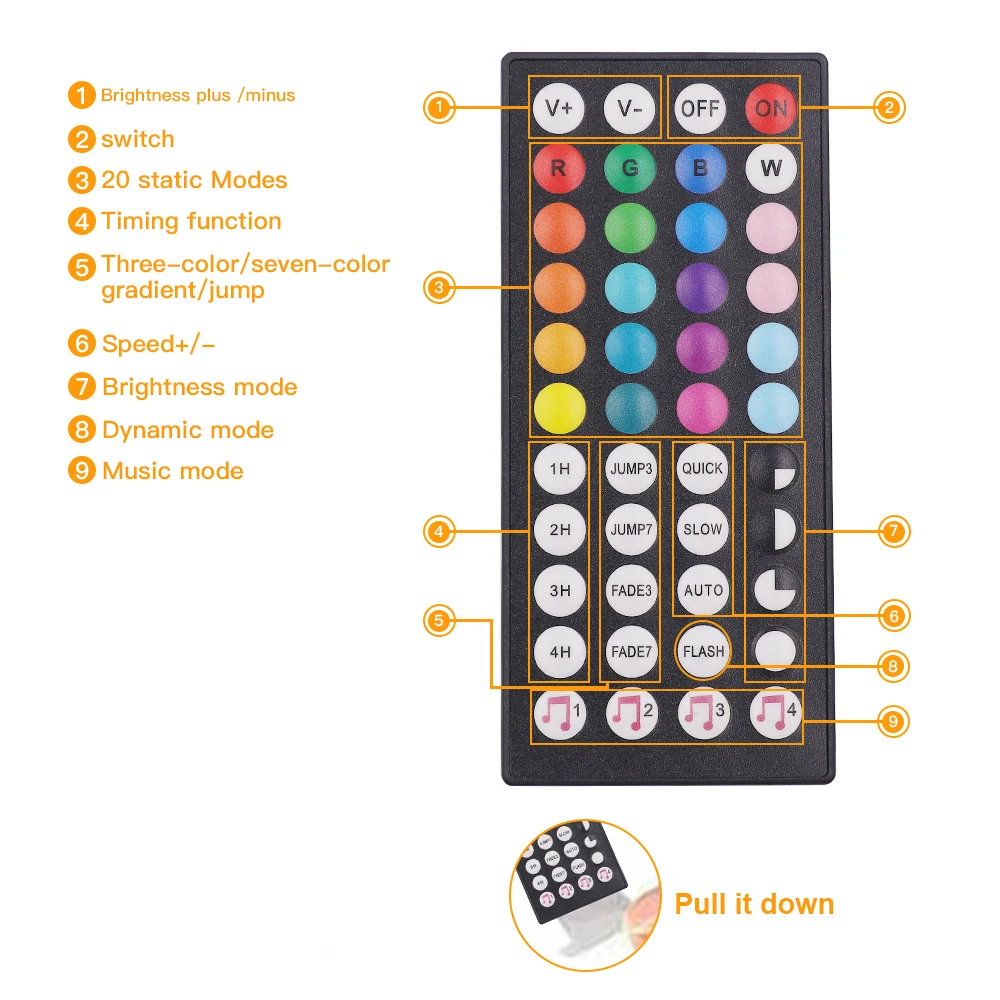 DC 12V 24V RGB LED Controller 44key Music Bluetooth-compatibile Smart Control doppia uscita LED Dimmer Controller per strisce LED