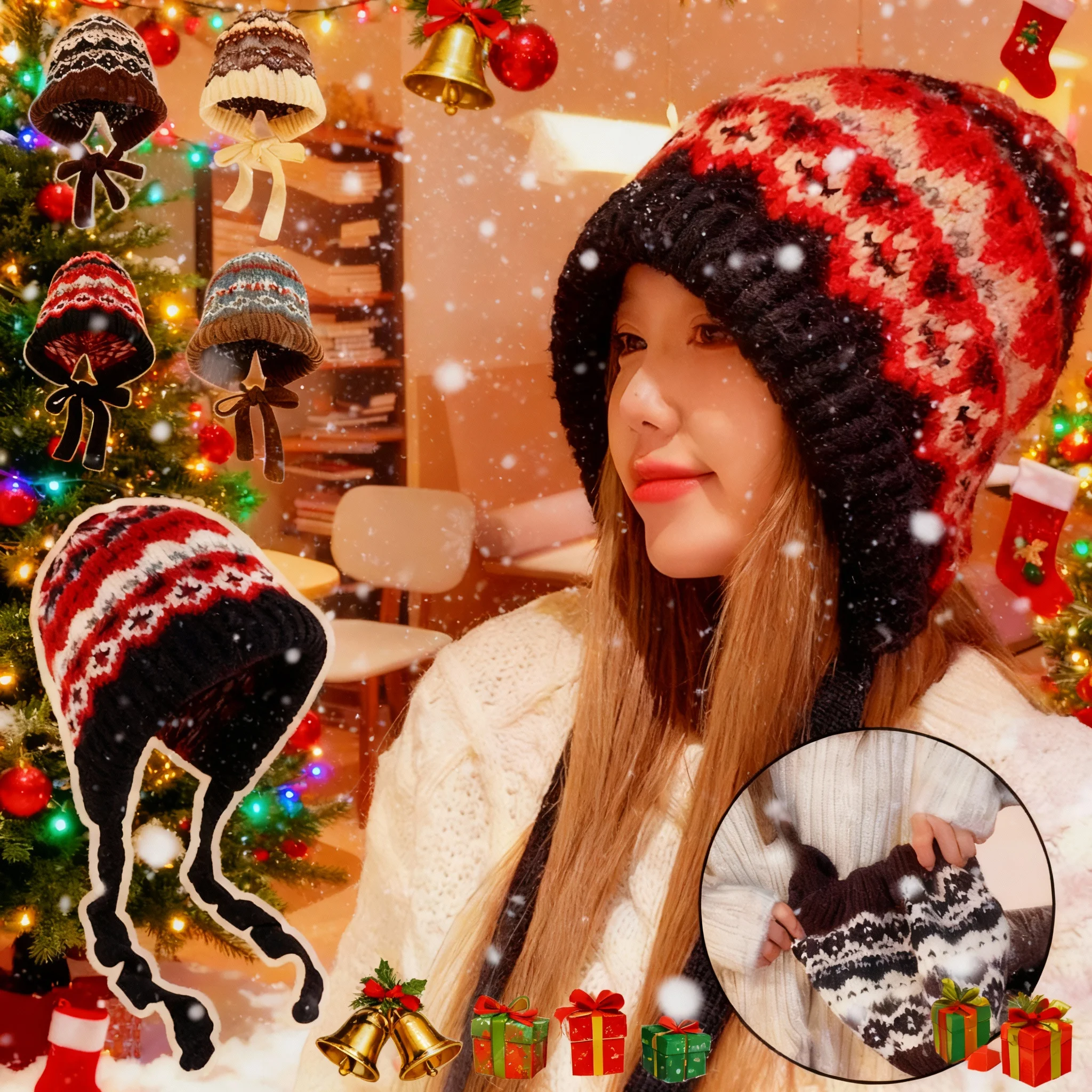 Women Accessories Shop Design - Ciepła dzianinowa czapka beanie zimowa dla