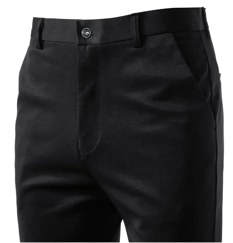 Herren Slim Fit Stickerei Anzughose Elastische Stretch Gerade Lässige Hose Männliche Business Formelle Lange Hose – Detail 7