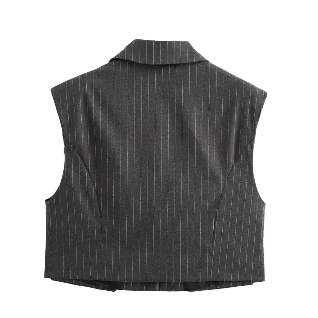 

European And American Fashion Joker Striped Flip Sleeveless Vest Top Women's Headwear Fashionable Spring New Arrival