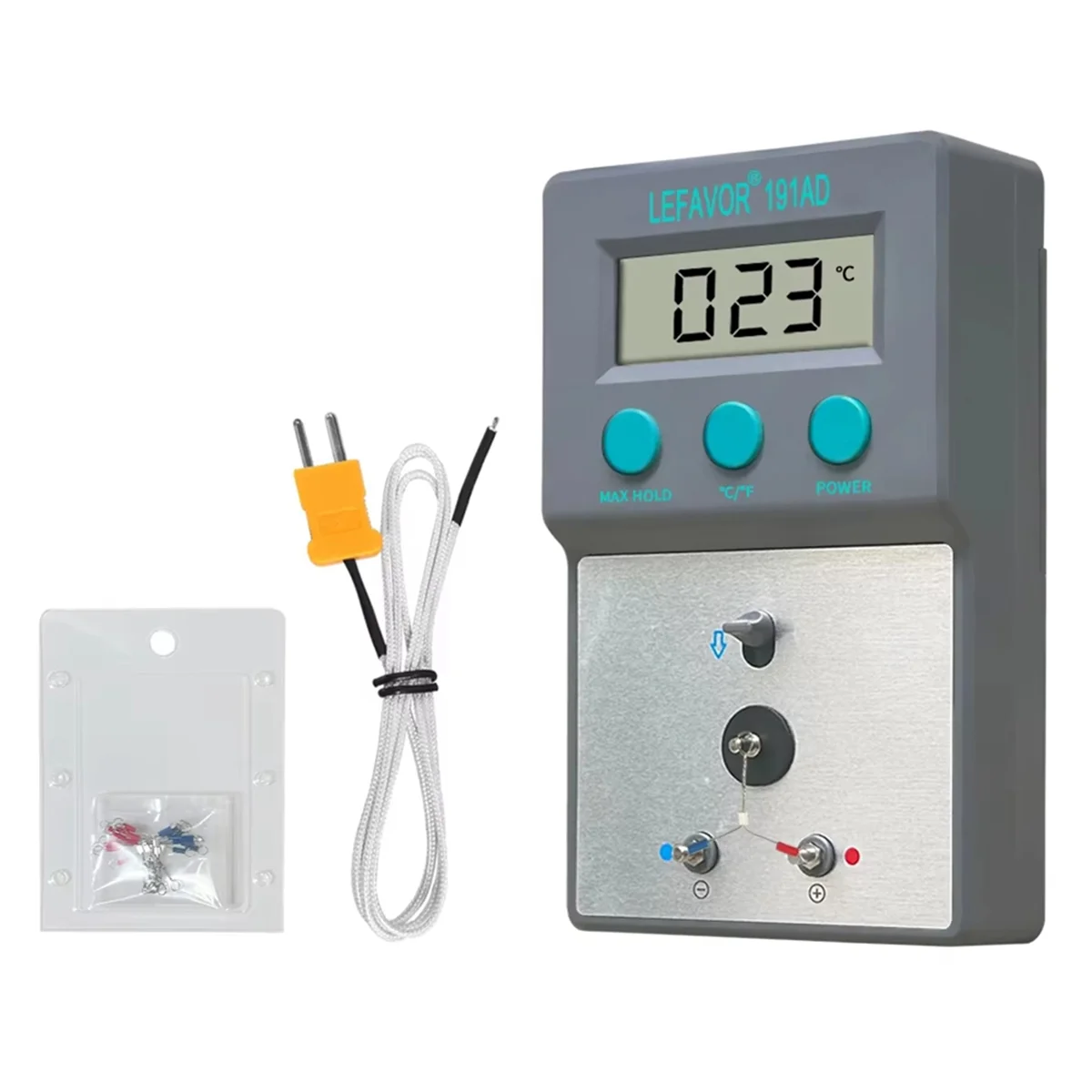 A04I LF191AD Soldering Iron Tip Thermometer Tester 0-800 C with 5 X Lead Free Sensor K Type Thermocouple C/F Switch