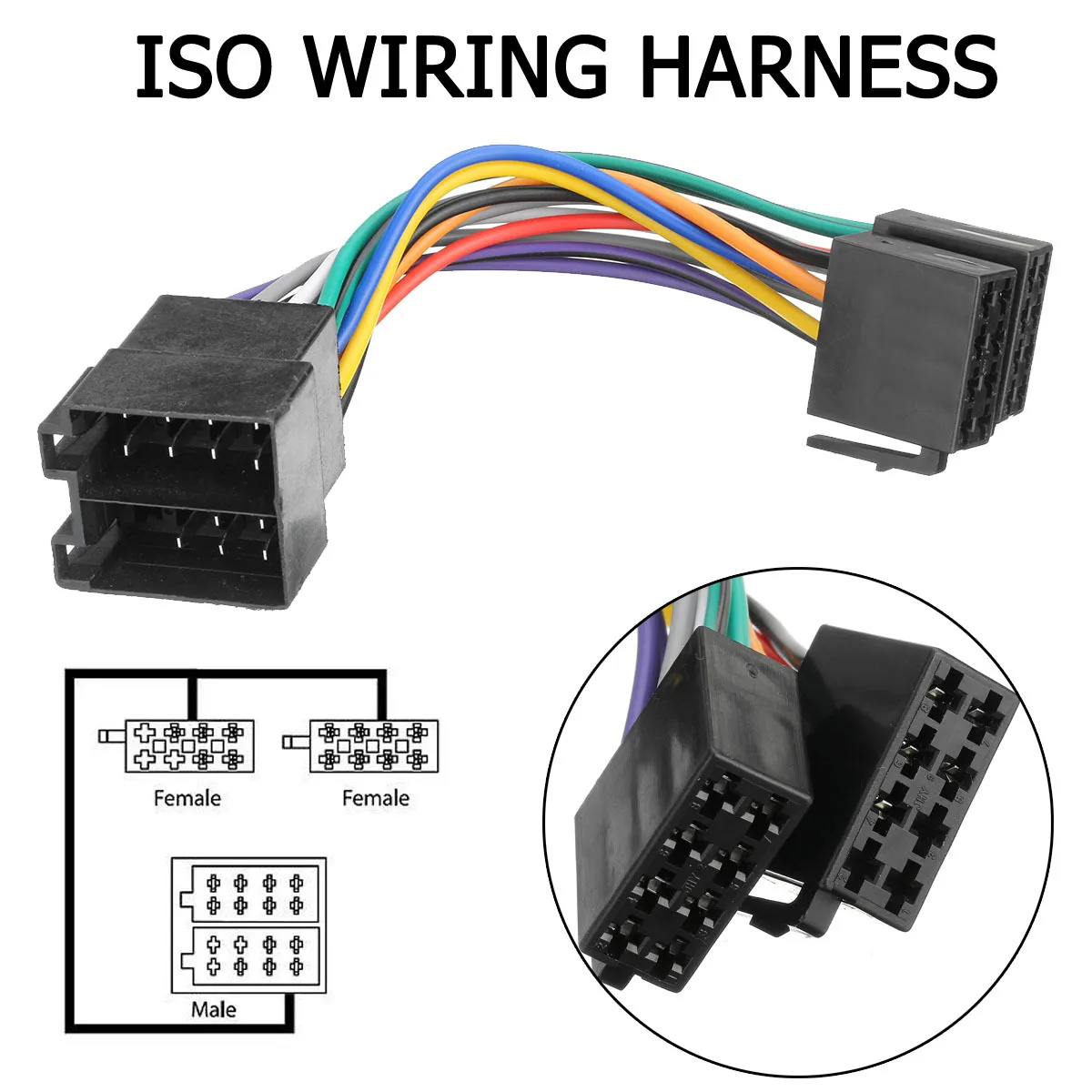Suitable for Volkswagen Golf MK4 Car ISO Harness Stereo Radio Plug Adapter Male and Female Wiring