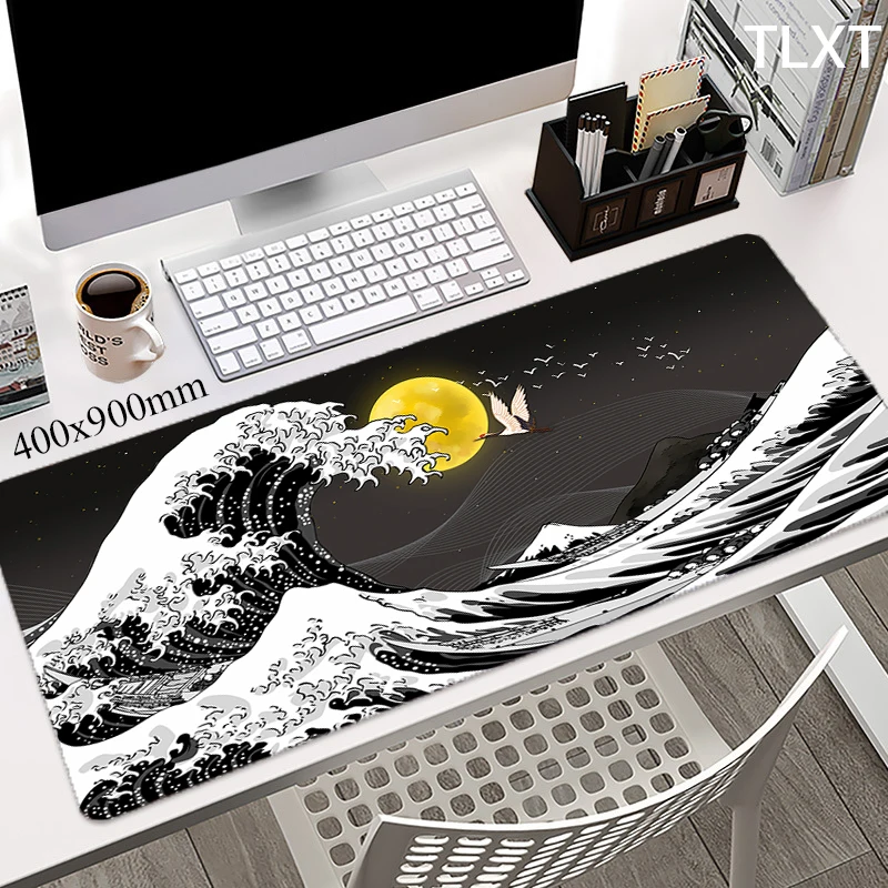 Great Wave Off Art Large Size Mouse Pad XXL Natural Rubber PC Computer Gaming Mousepad Desk Mat Locking Edge for CS GO LOL