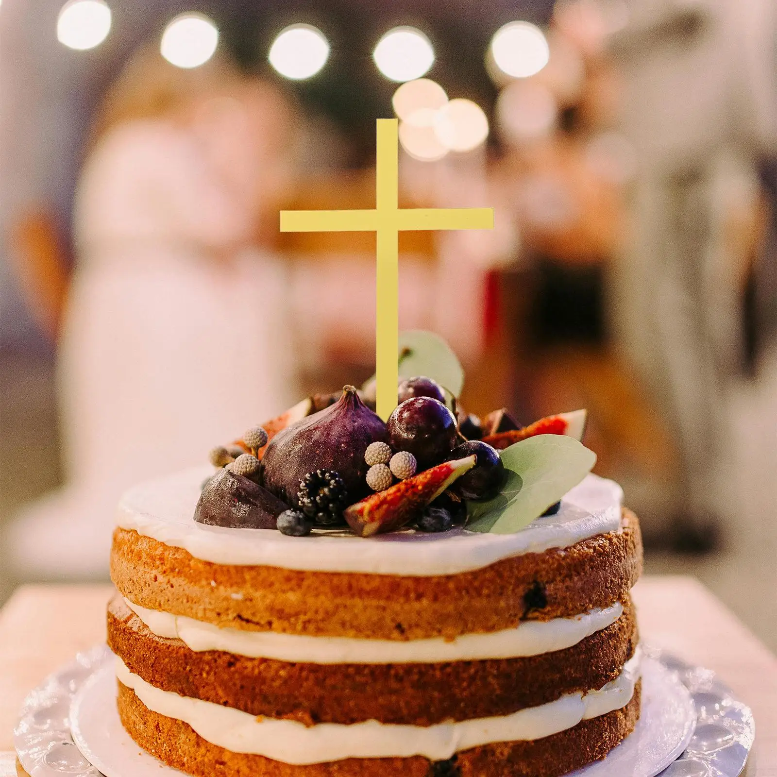 

10pcs Golden Acrylic Cross Cake Decorations 1cm Dessert Toppers Wedding Birthday Party Supplies Cake Decorating Inserts