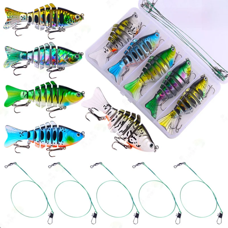 

5PCS Multi-Section 100mm 15.6GBionic Fake Bait Lure for Bass Snakehead Catfish Freshwater Specialized Fishing Lure