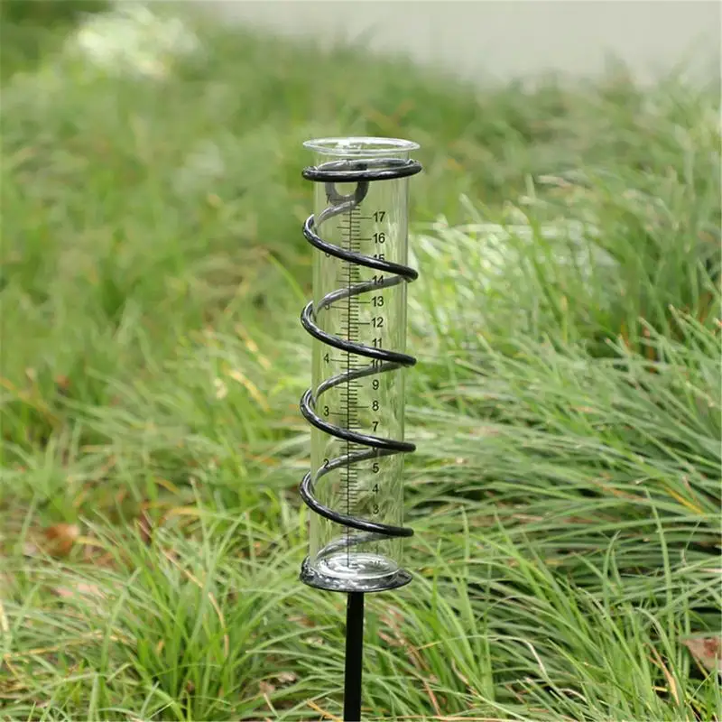 

Large Capacity Glass Rain Outdoor-Detachable Rain with Stake Metal Spiral Accurate Rain Gauge for Garden Measuring Tools