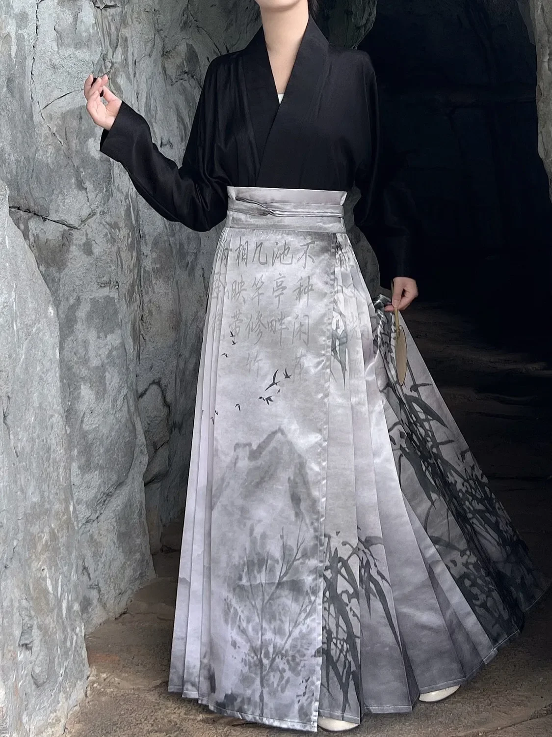 Ming Dynasty Printing Improves Clothes Chinese Traditional Costume National Style Horse Face Skirt Women's  Hanfu