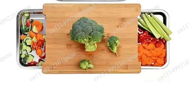 Thickened Wooden Cutting Board Non-Slip with Drawers Bread Cutting Board Eco-Friendly Multi-Functional Cutting Plate Mat