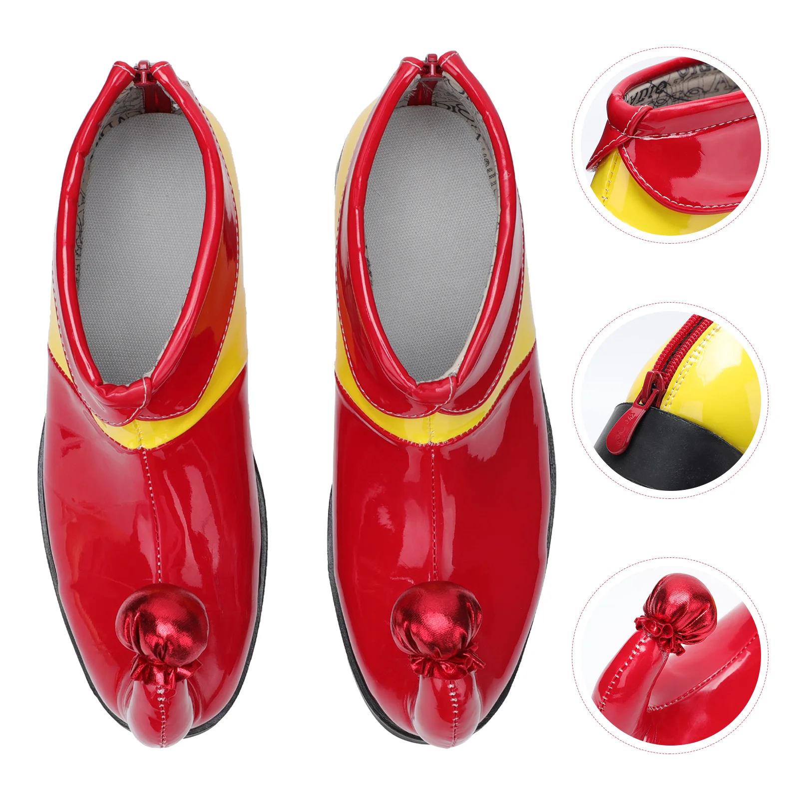 أحمر أصفر Size44 قرون مهرج أحذية بولي Material المواد القرن حذاء لكرنفال هالوين زي حفلة اكسسوارات مضحك