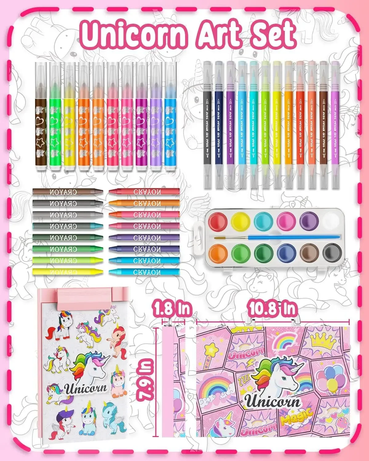 Kids Art Supplies - Unicorn Art Set - Painting, Coloring Book, Sketchbook - Beginner Art Box Gift for Girls (Ages 3-12)