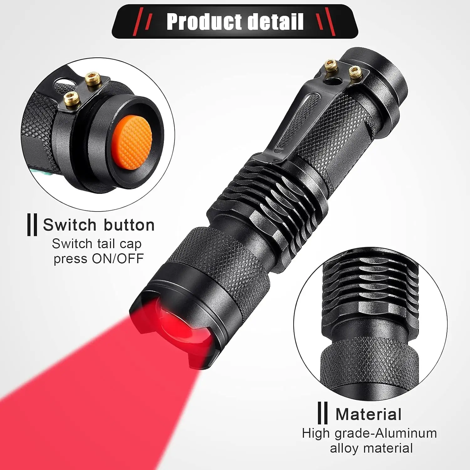 4Pcs SK68 Mini edc LED Flashlight Lamp 1 mode Red Light Tactical Flashlight Hunting Rifle Torch Lamp Lanternas Outdoor Lighting