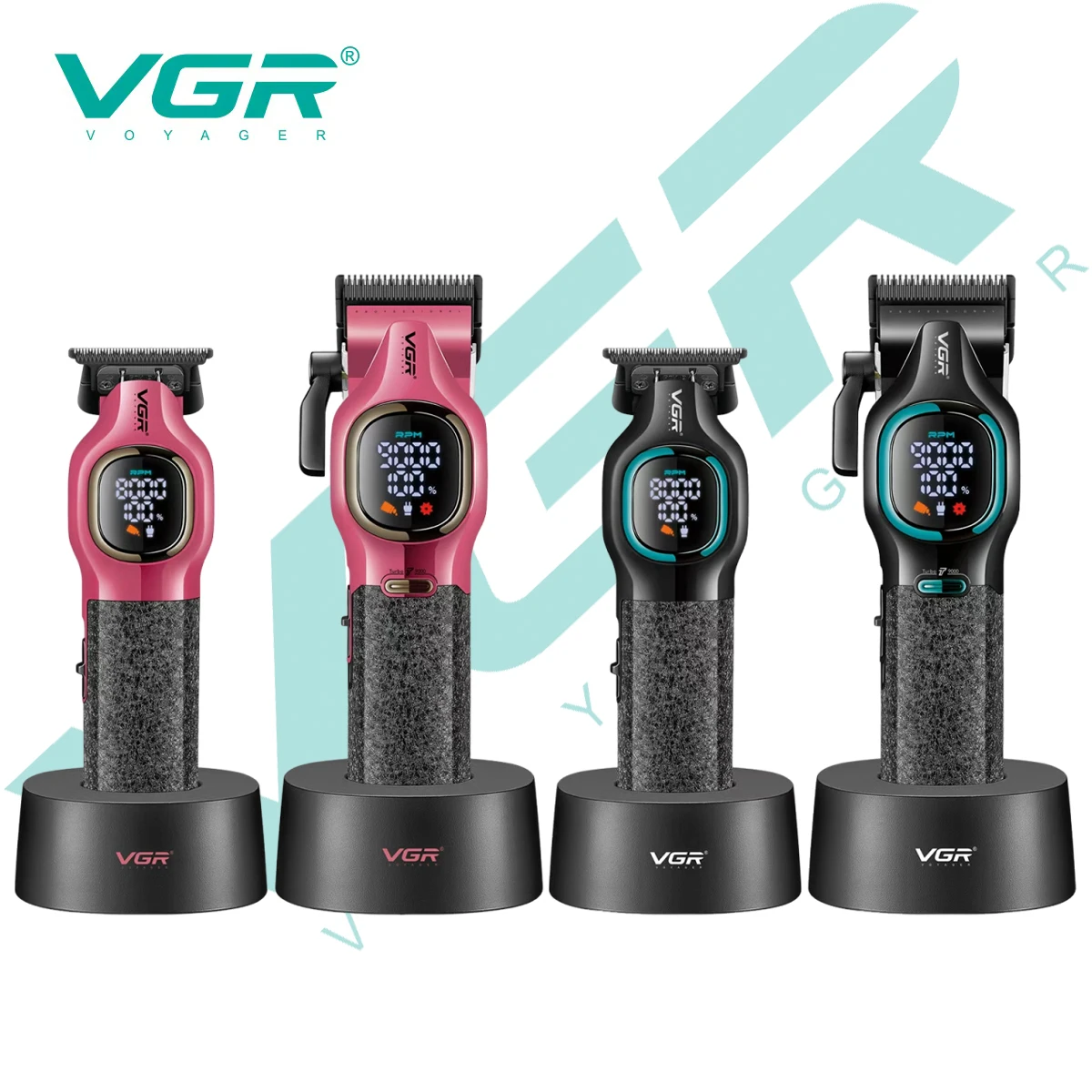 

VGR V-886 S2 new high-end hair clipper two-piece set alloy blade hair trimmer metal body 9000 RPM oil head carving push shear