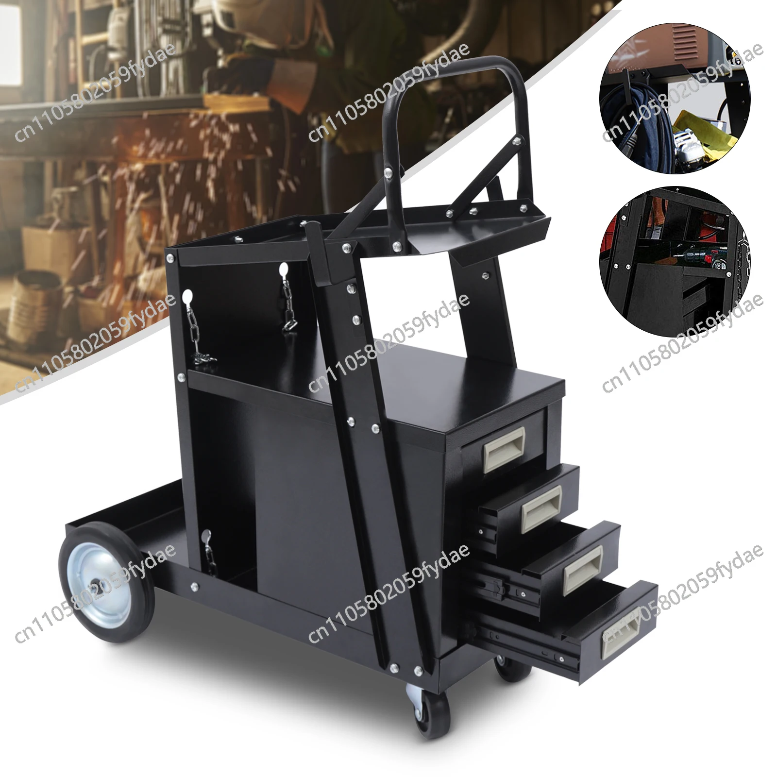 Rolling Welding Cart with 4 Drawers Wheels and Tank Storage for Welder and Plasma Cutter for Transporting and Storing Most Welde
