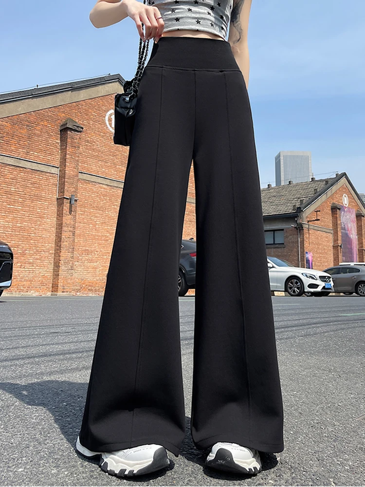 Gidyq Fall Loose Gray Sweatpants Women High Waist Vintage Wide Leg Pant Korean Casual Simple Retro Streetweat Lady New Trousers