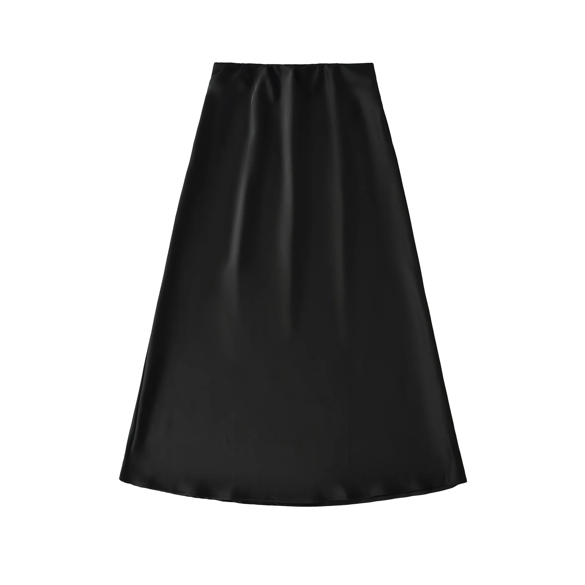 

Casaul Fashion Style High Waist Satin Midi Skirt Long Skirt Women Autumn New Versatile Draped Slimming Flared Bodycon Skirt 9FF2