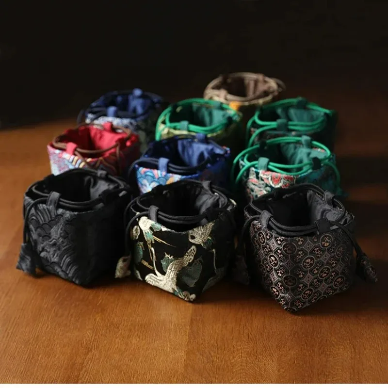 

Thickened Fabric Storage Bag Outdoor Travelling Portable Teacup Organiser Tool Zen Ceramic Product Drawstring Collection Pouches