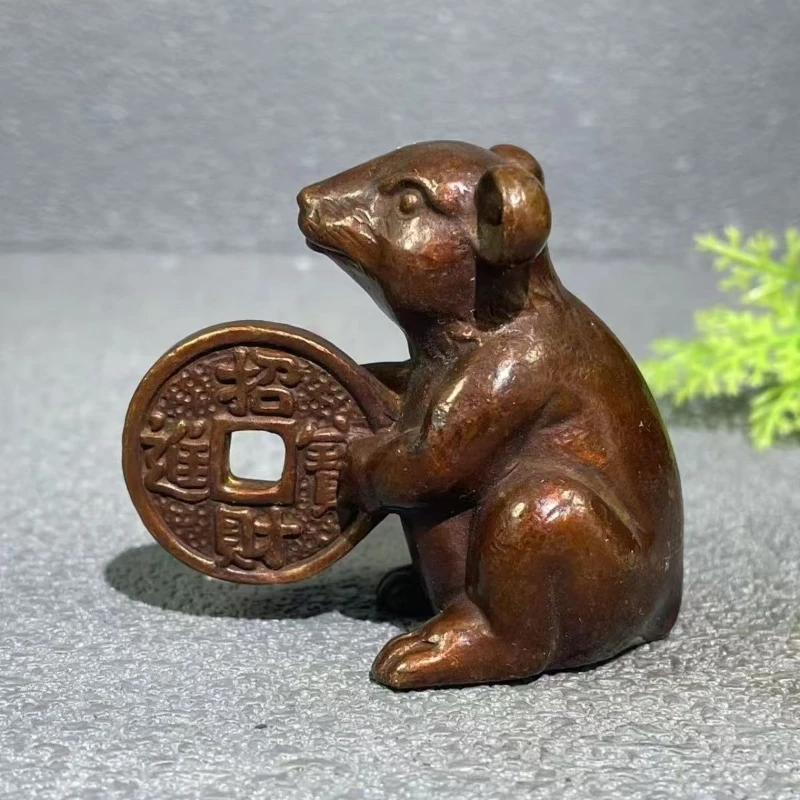 

Little Fairy/ Retro Brass Exquisite Money Rat Desktop Ornament Metal Animal Tea Pet Sculpture Living Room Home Decoration Gift