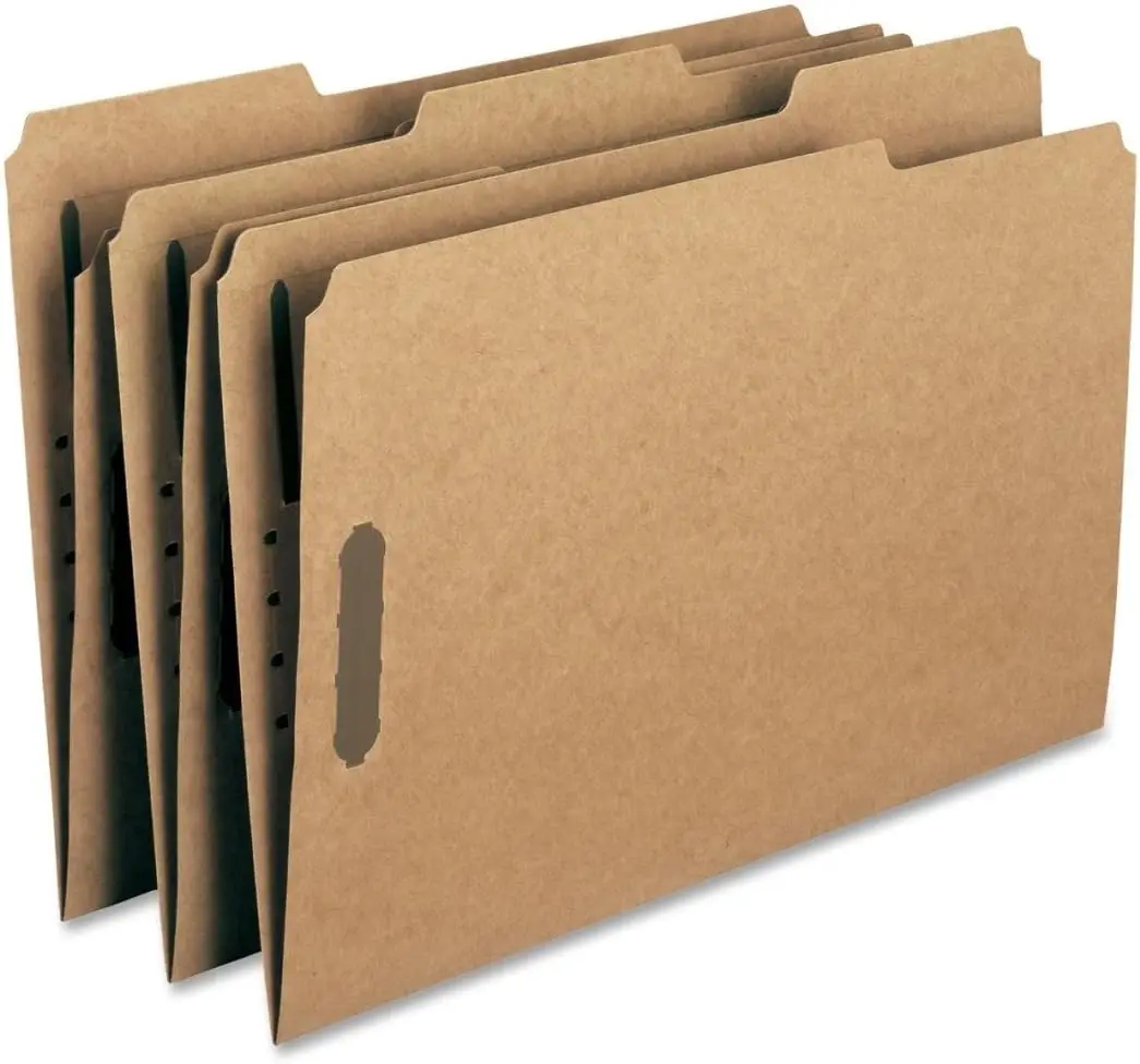 

Legal Size Fastener File Folders, 2 Prong Fasteners, Reinforced Tabs, Kraft Paper, 50 per Box