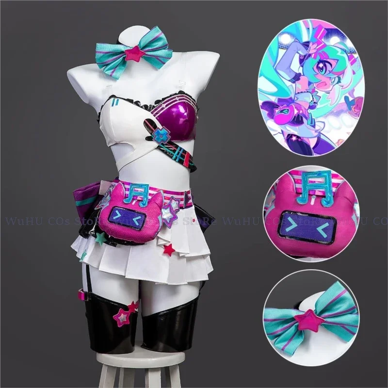 КосплейProject Sekai, красочный сценический костюм кролика для девочек, оригинальный дизайн, парик для косплея Mikuuo, женский сексуальный косплей Muse Dash Music Jum