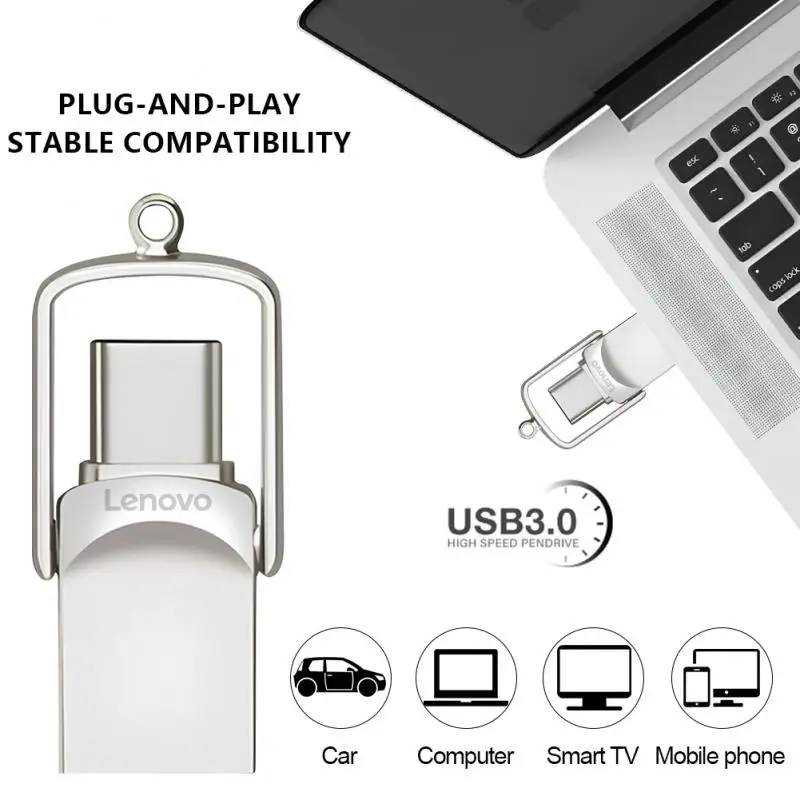 Lenovo New USB 3.0 TYPE C USB Flash Drive 2TB OTG Pen Drive 512GB 256G 128G 64GB 1TB USB Stick 2 In 1 High Speed Pendrive U Disk