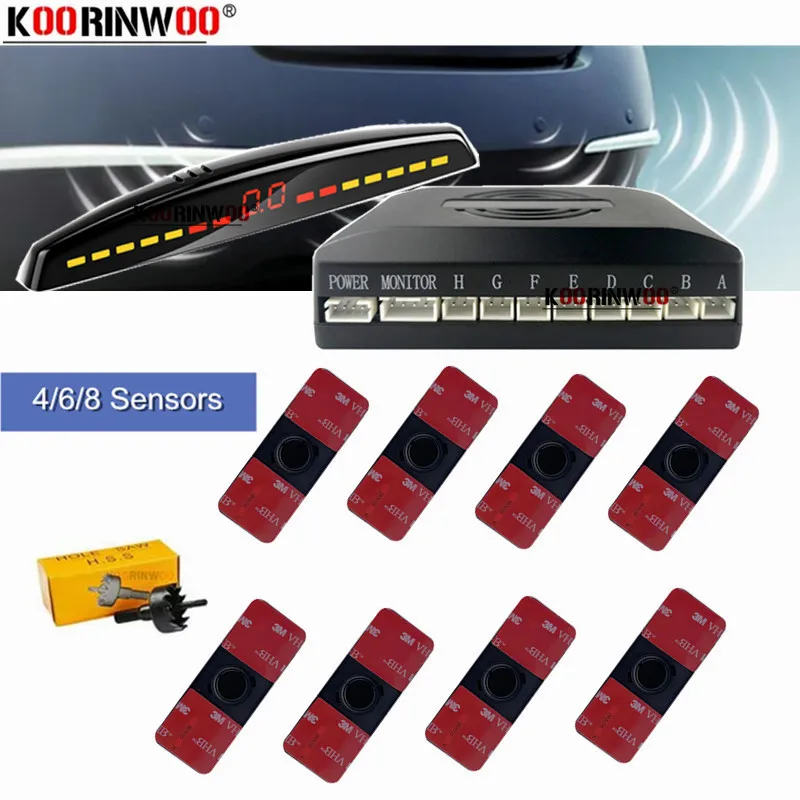 Car Parking Sensors Kits 8 4 Multicolor Auto LED Display Koorinwoo Blind Spot Detector Front Reverse Radar Parktronic Assistance