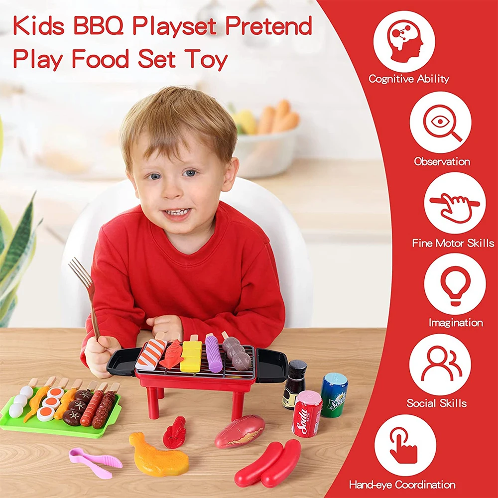 Crianças mini churrasco playset fingir jogar comida grill conjunto de brinquedo churrasco cozinha cozinhar ferramentas papel pequeno acampamento para crianças presentes