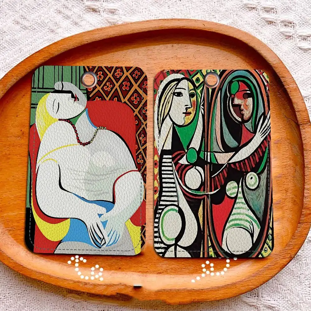 Pablo Picasso Famous Artwork Collection Style PU Access Card Holder With Keychain - Executive Protection For Bank Card,Subway