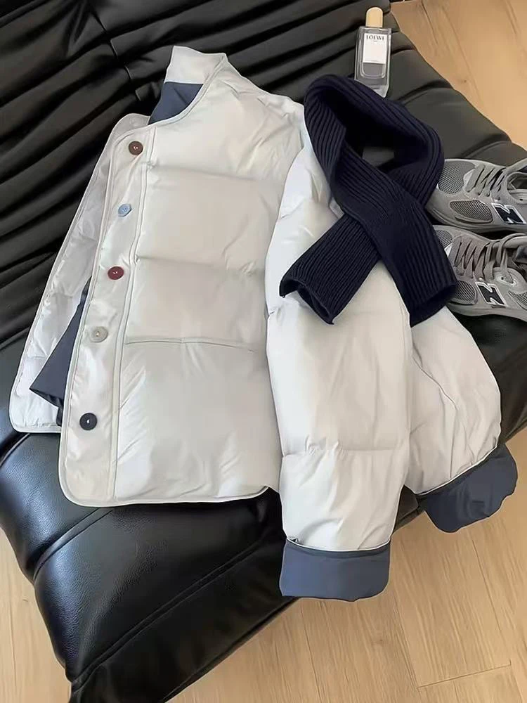 Winter Warm With Scarf Parkas Women Y2k Streetwear Loose Single Breasted Crop Puffer Korean O Neck Fluffy Down Coats New