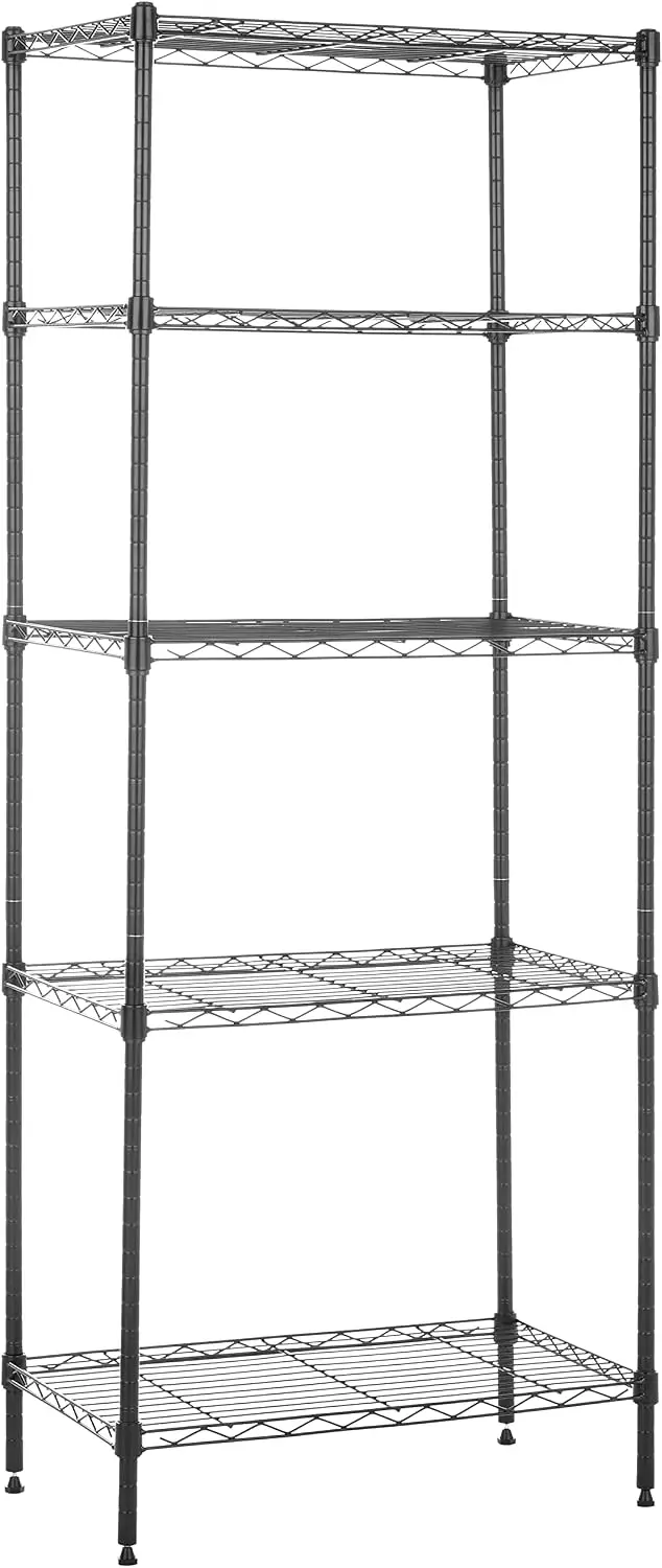 

5-Shelf Adjustable Steel Garage Shelving Unit, 200 lbs Per Shelf, Easy Assembly, 13.4"D x 23.2"W x 60"H, Black