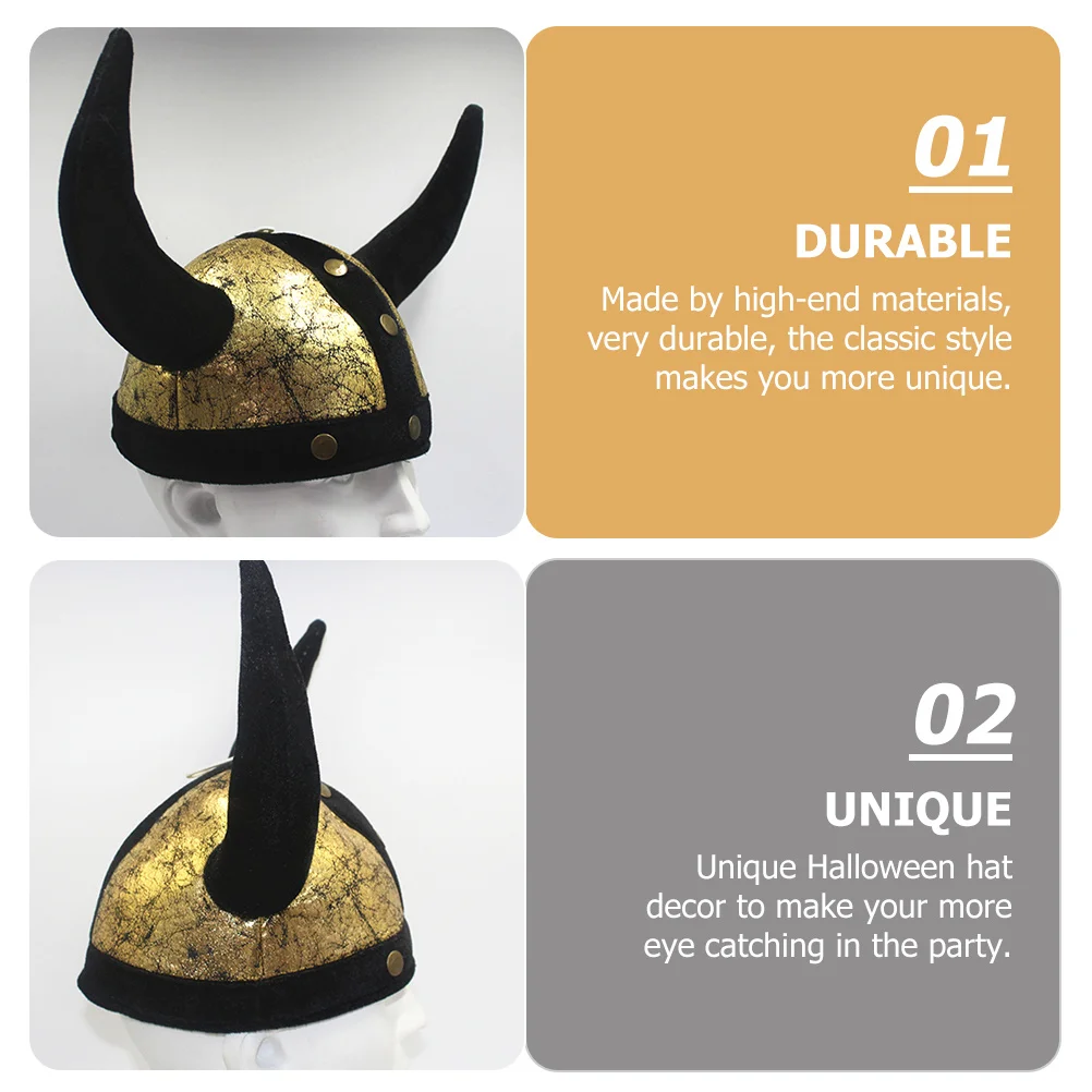 

Halloween Ox Horn Hat Rough Polyester Fiber Creative Lightweight Party Decoration Costume Accessory Cosplay Halloween Prop