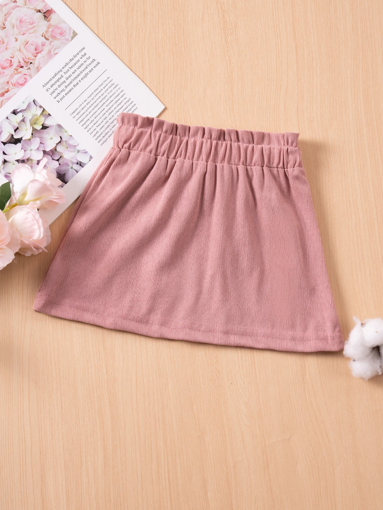 Girls' Spring/Fall Solid-Color Short Skirt with Bow Stylish and Versatile Children's Clothing