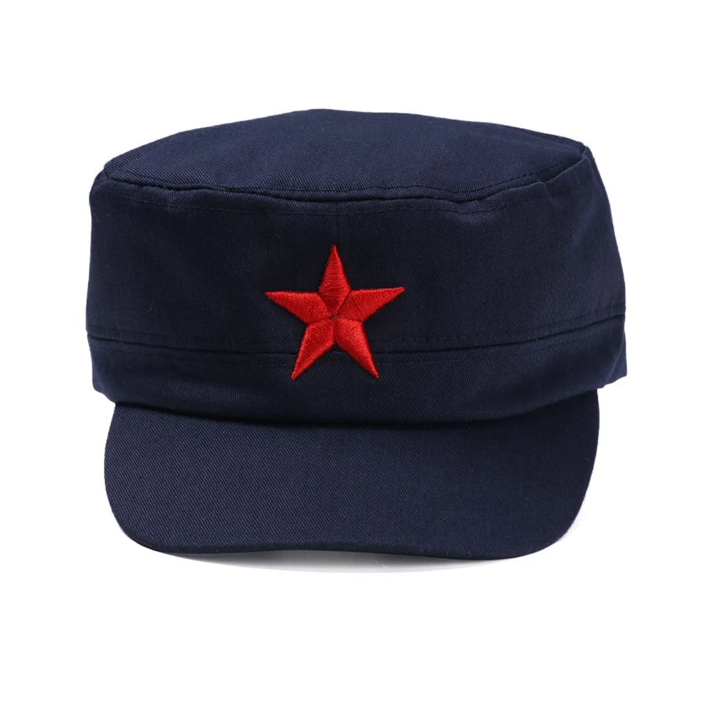 Berretto da uomo in cotone Unisex primavera estate spiaggia Outdoor Street Cool Church cappello da sole cappello a cilindro piatto con stella rossa