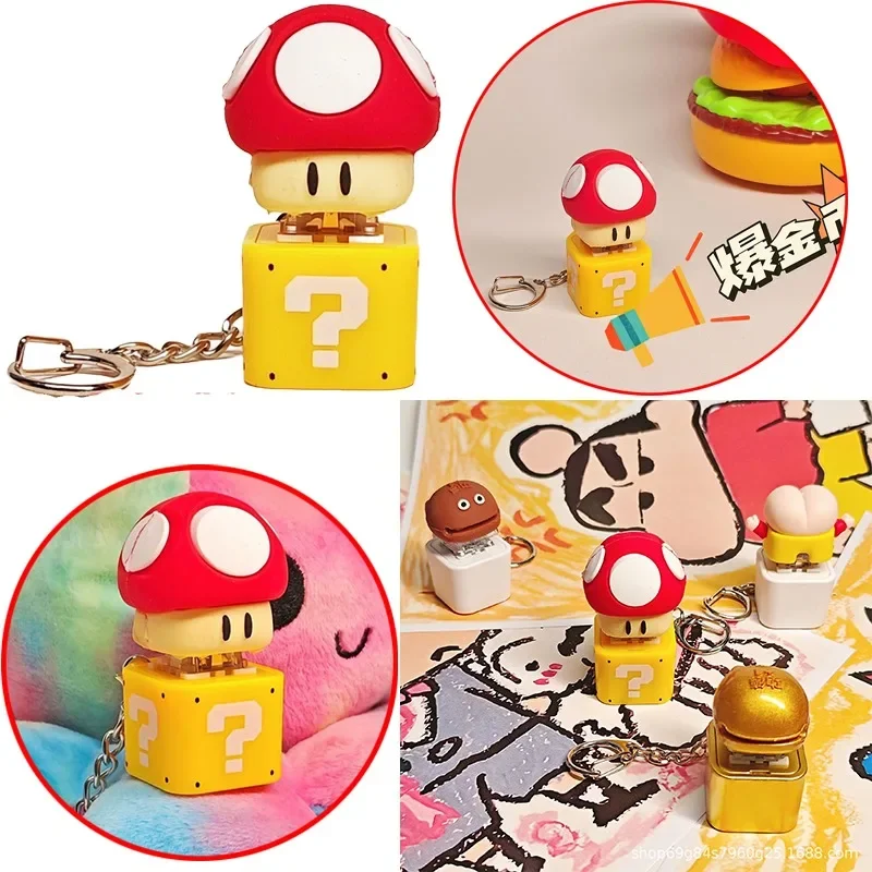 Super Mario Night Light Voice Keychain Anime Character Student Backpack Decoration Keyboard Hat Children's Toys Birthday Gifts