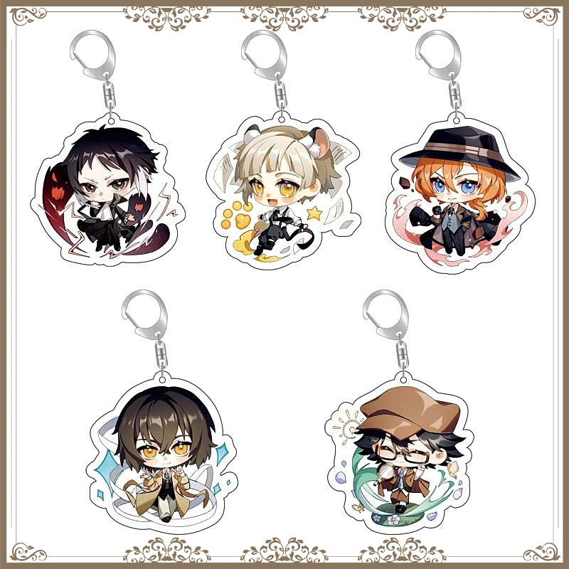 

Anime Bungo Stray Dogs Keychain Dazai Osamu Nakajima Atsushi Edogawa Rampo Cute Keyring Bag Decor Baji Trendy Gift
