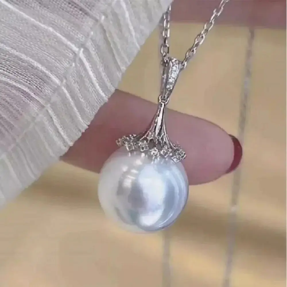 

18'' Pearl Pendant Fine Jewelry AAAA 10-11mm Tahiti Black Round Necklace 925S Freeshippings Items